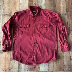 Cabela's Men's Size Large Maroon Long Sleeve Button Up